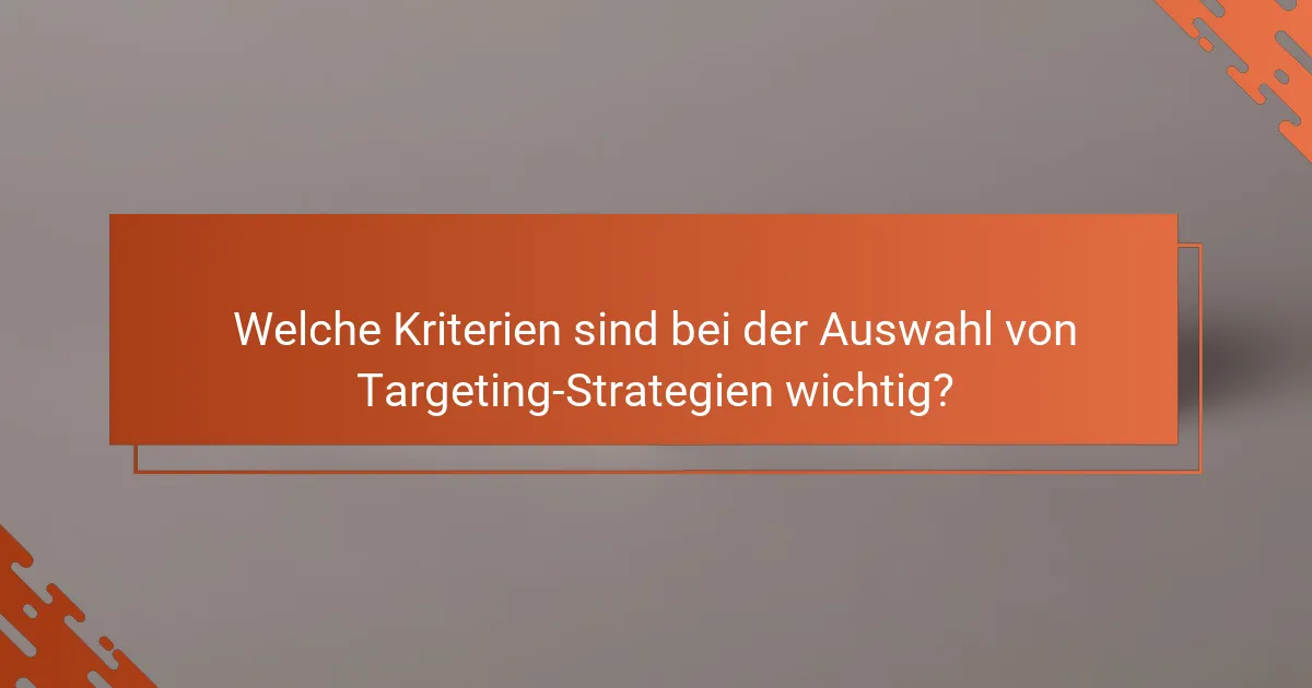 Welche Kriterien sind bei der Auswahl von Targeting-Strategien wichtig?