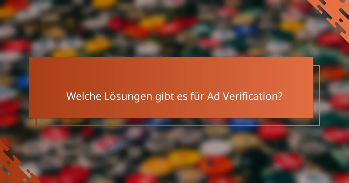 Welche Lösungen gibt es für Ad Verification?