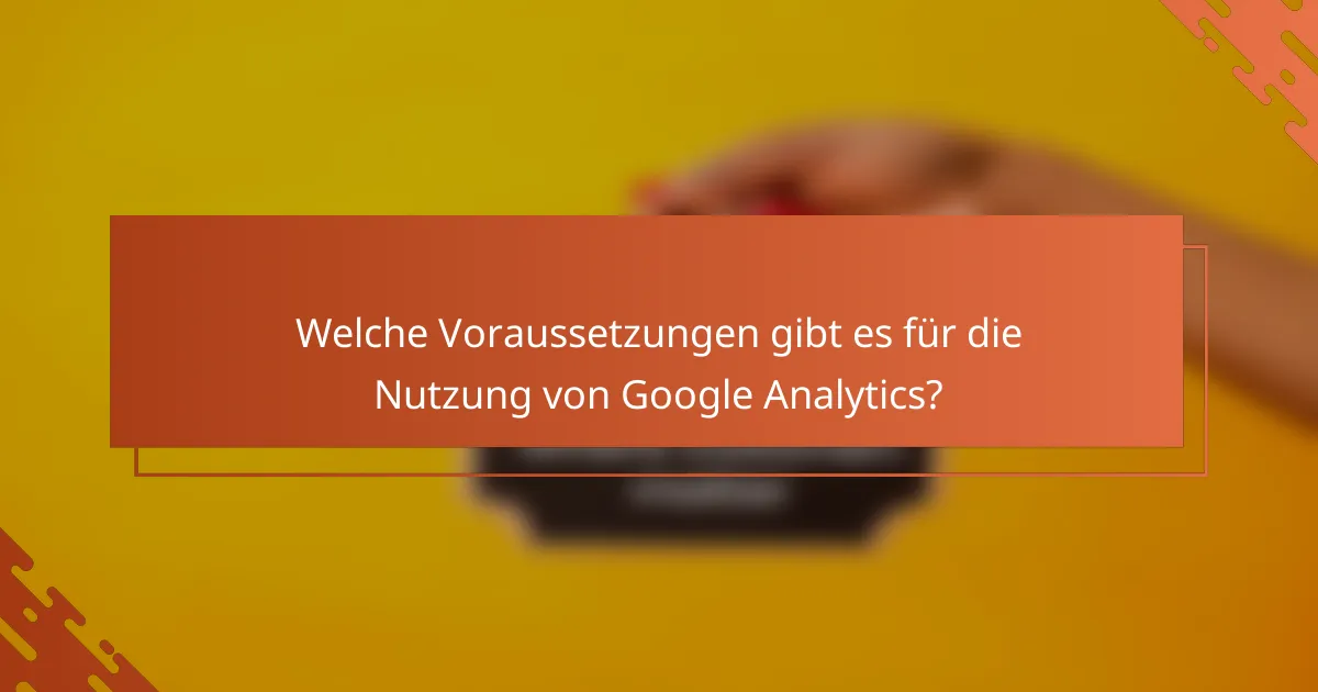 Welche Voraussetzungen gibt es für die Nutzung von Google Analytics?