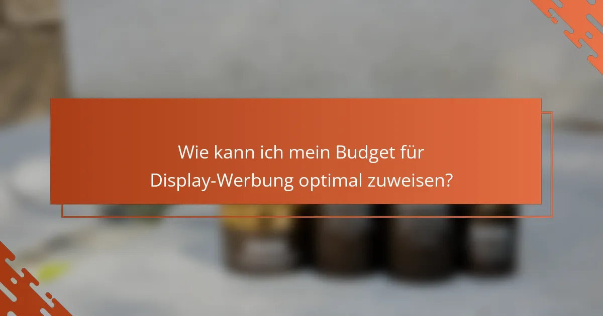 Wie kann ich mein Budget für Display-Werbung optimal zuweisen?